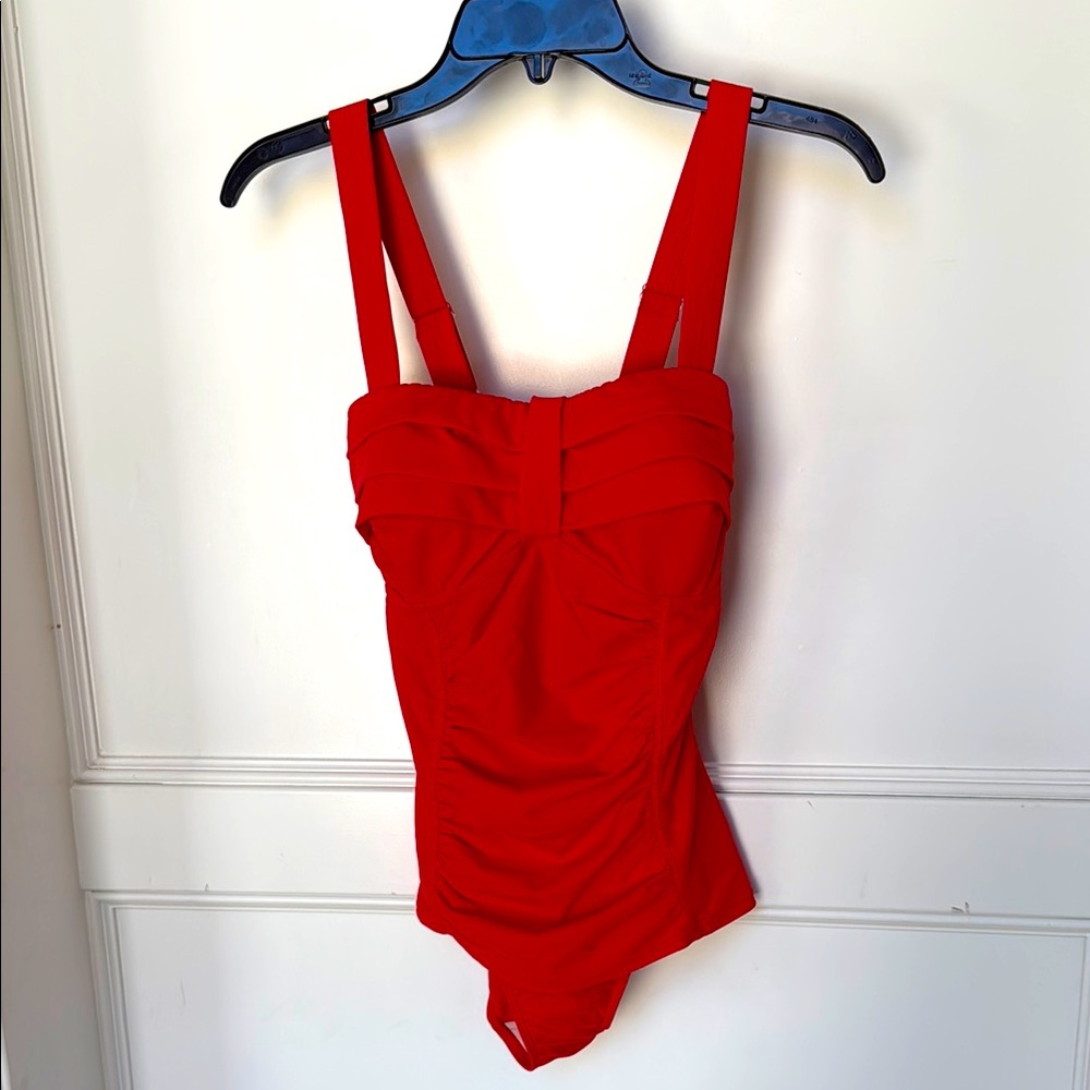 Magisculpt Red Color Swimsuit One Piece With Skirt Tummy Control Size 6 NEW